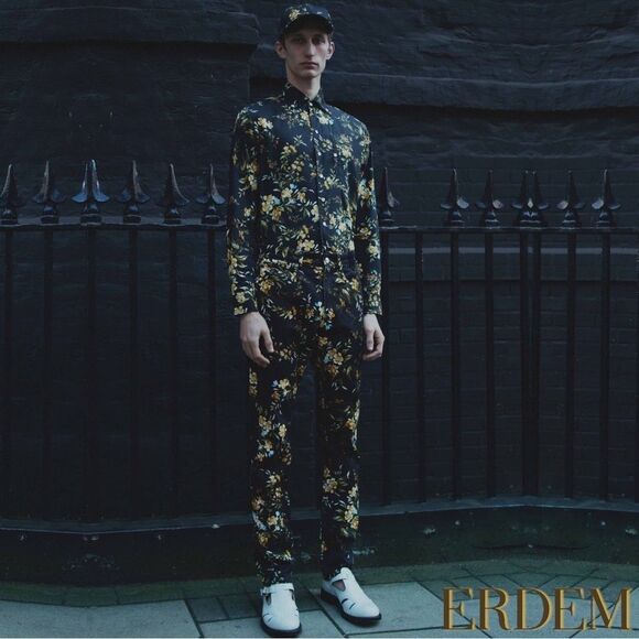 ERDEM **NWT**  Oliver Kallmus Floral-Print Straight Leg Jeans in Black - Picture 9 of 16